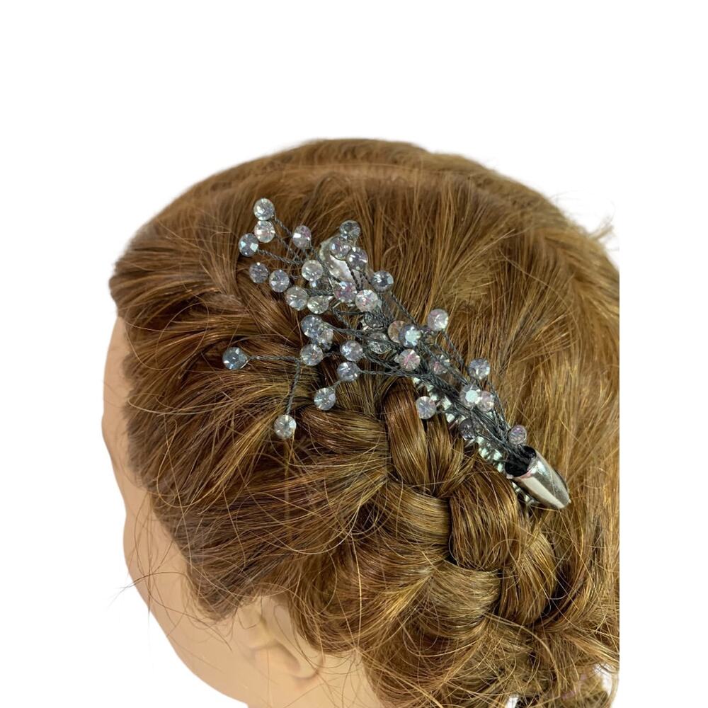Vintage Plastic Hair Comb Rhinestone Spray Formal Updo 3 Inch - Picture 3 of 5